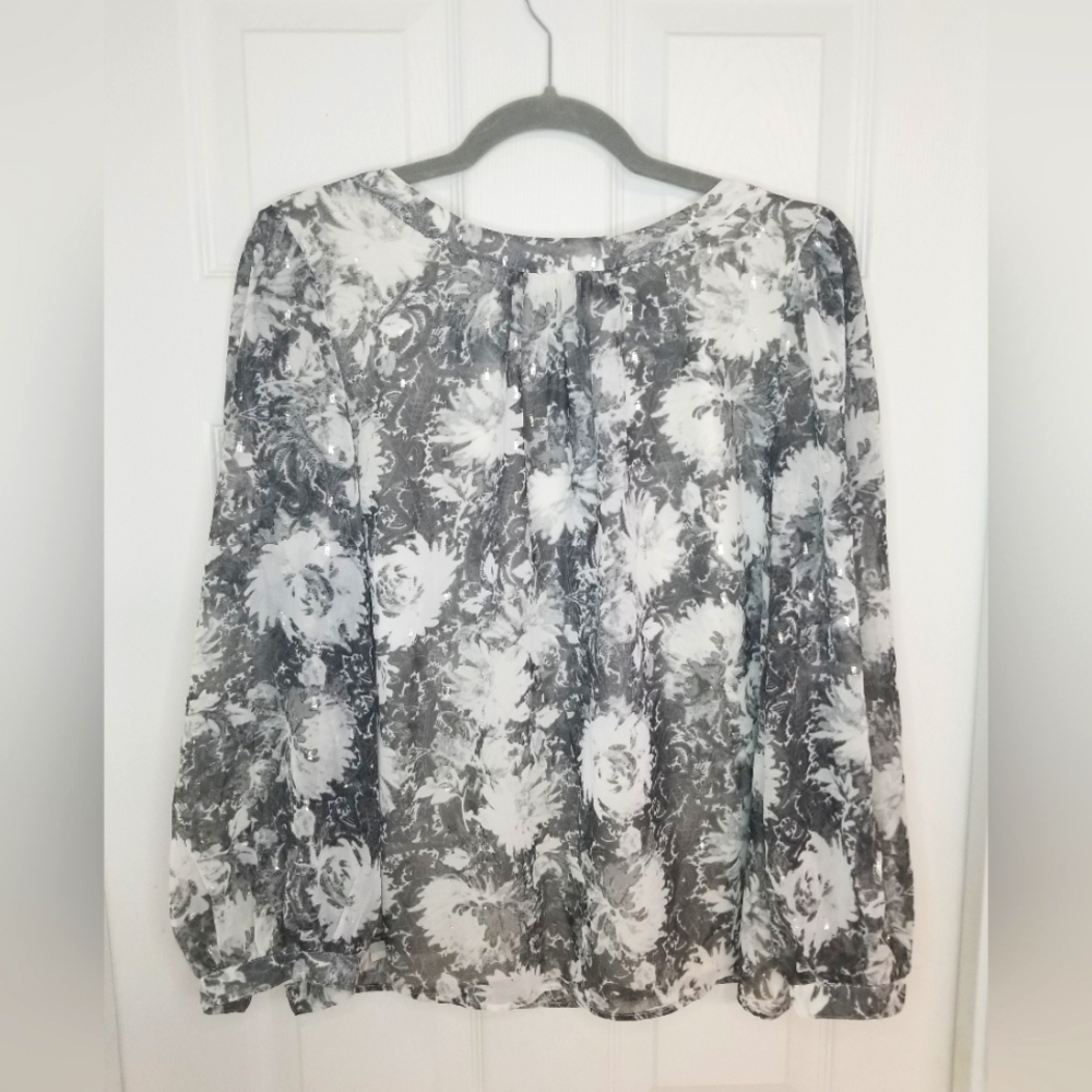 Talbots Wearable Art W/ Metallic Accents Womens Top XL